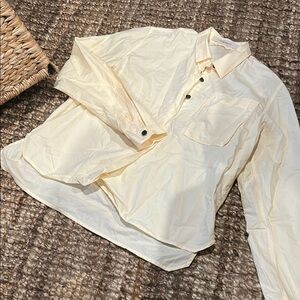 Humanoid 100% Organic Cotton Quarter Button Collared LS Top Size Small